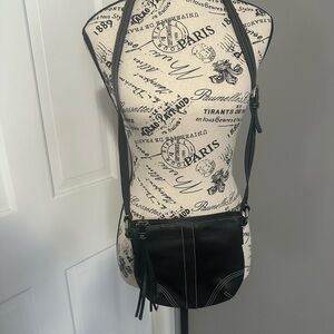 Vintage Coach black long handle leather purse tassel